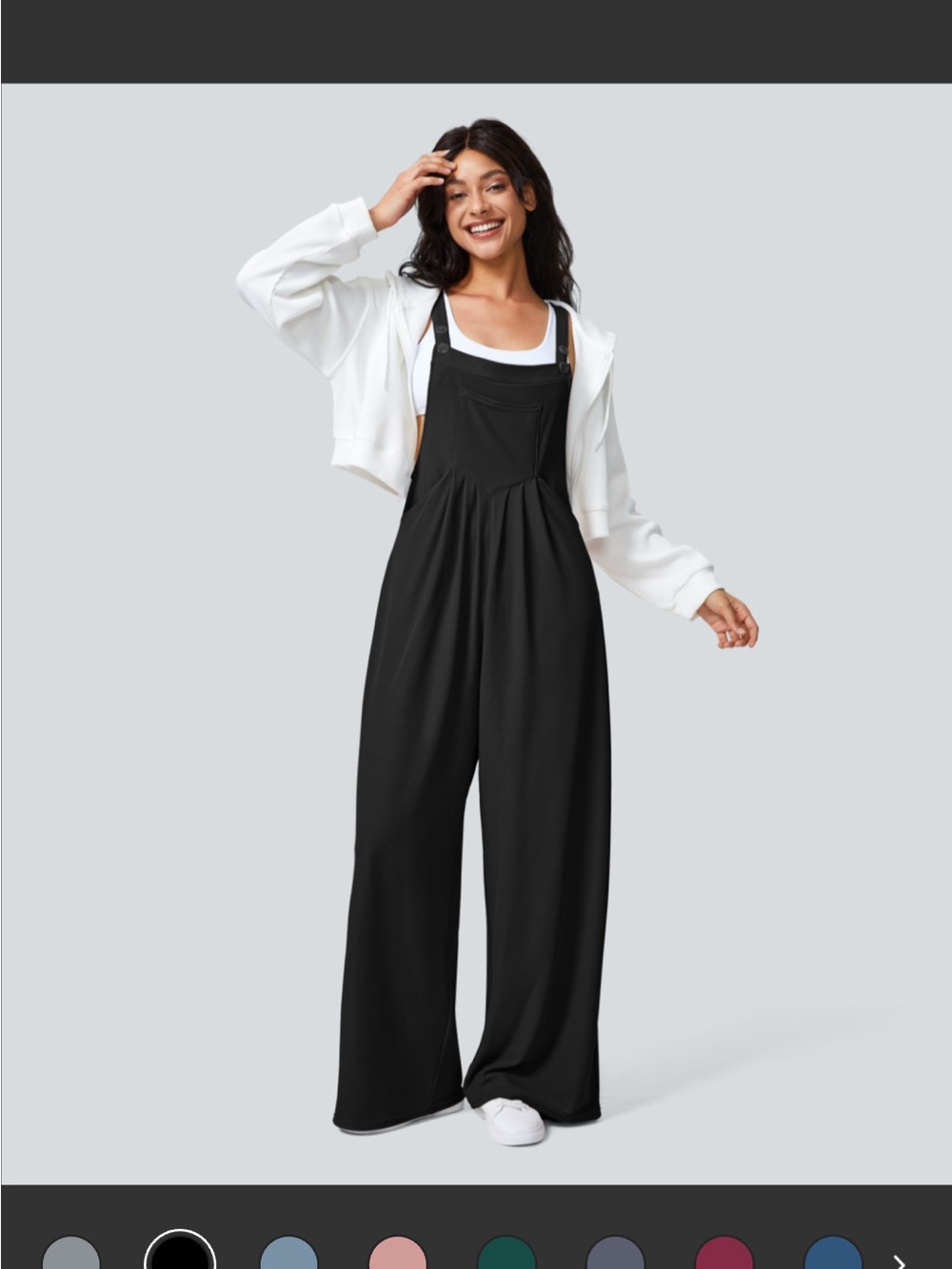 HALARA Black Wide-Leg Jumpsuit Overalls